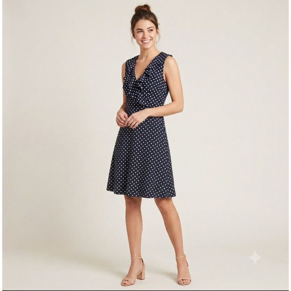 Chaps size XL wrap dress polka dot dress ruffles